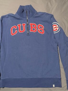 '47 Women's Chicago Cubs Blue Quarter-Zip Pullover Sweater